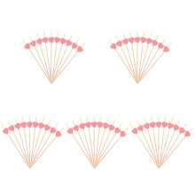 500Pièces Piques Bambou Rose Jetables Pour Dessert Cœur