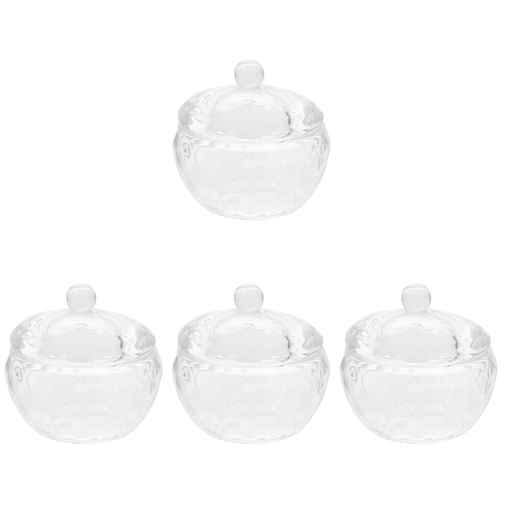 Villcase 4Pcs Decorative Glass Nail Dish With Lid Clear Nail Liquid Holder