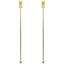 2Pcs Golden Stainless Steel Coffee and Cocktail Stirrer Swizzle Sticks