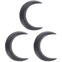 3Pcs Smooth Polished Black Wooden Hair Stick Moon Shape Hair Ornament