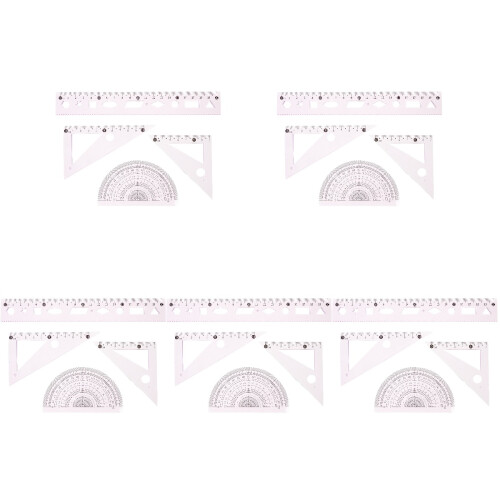 15Sets Lightweight Pink Plastic Drawing Triangle Rulers for Students