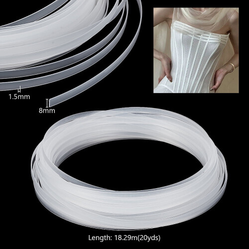 1set1Roll20yard Ύφασμα νυφικού PP για ράψιμο οστών για DIY είδη ραπτικής Αξεσουάρ Clear8x1.5mm 1