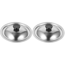 2Pcs Stainless Steel Grease Jar Lids Silver Reusable Oil Pot Covers