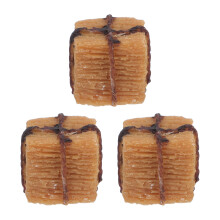 3Pcs Mini Hay Bales Resin Brown Autumn Harvest Table Decor
