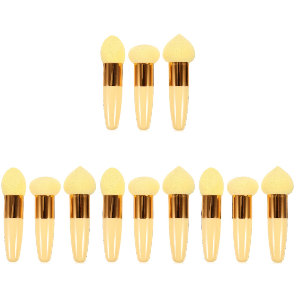 Ohphcall Yellow 12Pcs Latex Makeup Brushes Foundation Sponges For Makeup