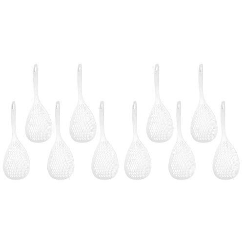 10Pcs Heat-Resistant Handle Colander Spoons Kitchen Skimmer White