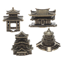 4Pcs Brass Chinese Palace Models for Indoor Zen Accents
