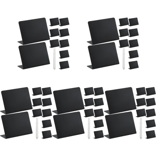 5Sets Black Mini Chalkboard Sign L-Shaped Table Display Message Boards
