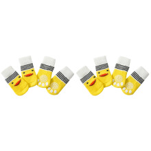 8Pcs Yellow Lovely Pattern Dog Socks Non-Slip Pet Foot Protectors