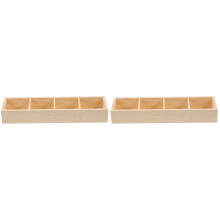 2Pcs Light Yellow Wooden Coffee Syrup and Sugar Packet Organizer Box