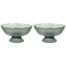 2Pcs Pet Material Green Fruit Plate Footed Draining Basket for Home