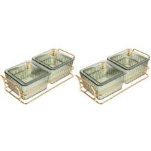 2Sets Stylish Khaki Divided Serveware Plates for Home Snack Storage