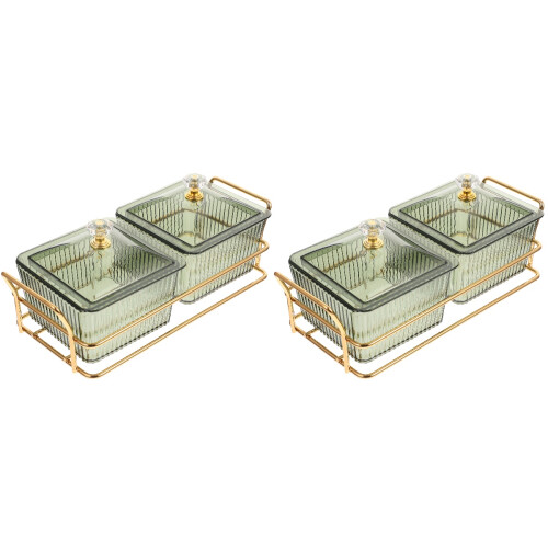 2Sets Stylish Khaki Divided Serveware Plates for Home Snack Storage