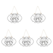 5Pcs White Wooden Open Closed Sign Durable Decorative Retro Door Decor
