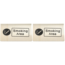 2Pcs Indoor Stainless Steel Smoking Area Desk Sign Beige