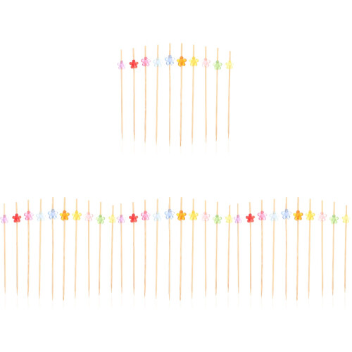 400Pcs Lightweight Bamboo Cocktail Picks Assorted Color for Home Use