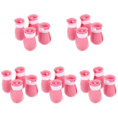 20Pcs Pink Cat Paw Booties Rubber Covers Adjustable Anti-