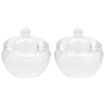 2Pcs Transparent Glass Nail Dish with Lid for Acrylic Liquid Storage