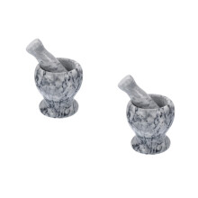 2Sets Natural Marble Garlic Pounder and Grinding Bowl for Kitchen