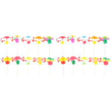200Pcs Mushroom Umbrella Picks Multi-Color Paper Cocktail Fruit Decor
