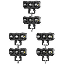 3Pairs Motorcycle Driving Fog Lights Aluminum Pc Shell Black Color