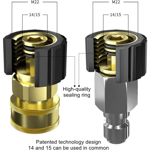 Σετ Ροδέλες, M22 14mm X3/8" Αρσενικό βύσμα Θηλυκό, Ορειχάλκινα εξαρτήματα γρήγορης 1