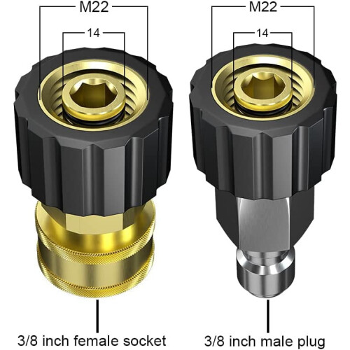 Σετ Ροδέλες, M22 14mm X3/8" Αρσενικό βύσμα Θηλυκό, Ορειχάλκινα εξαρτήματα γρήγορης 2