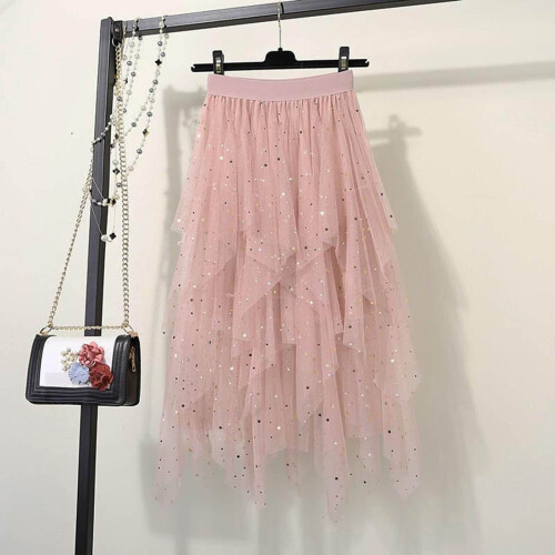 Φούστα με πούλιες για γυναίκες Midi Long Tulle Φούστες με φαρδιά τούλινα τούλινα ρούχα 2