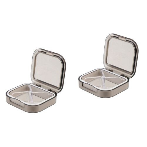 2Pcs Practical Grey Pills Case Compact Portable Pills Storage Box 2