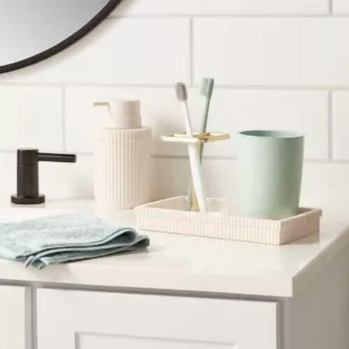 Ribbed Bath Tray White 1