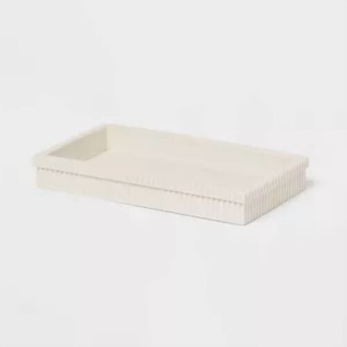 Ribbed Bath Tray White 2