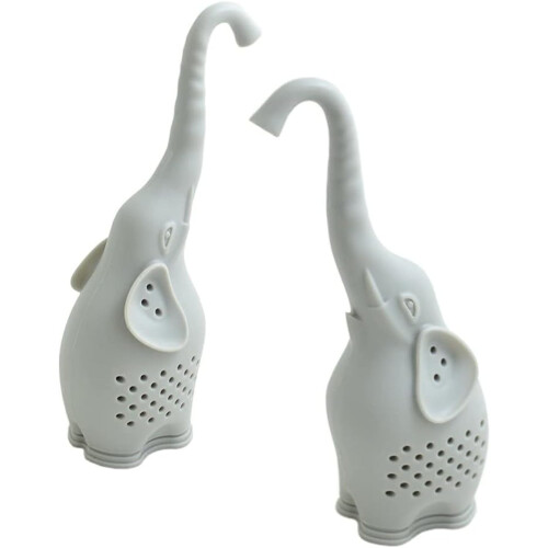 1PCS Grey，Silicone Tea Infuser Creative Elephant Tea Strainer 1