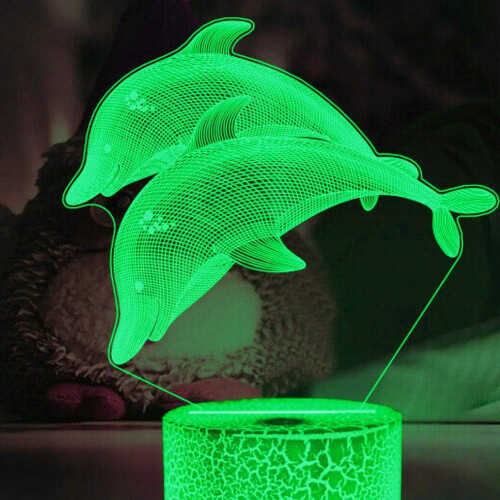 YSITIANNA3D Φωτιστικό Νυχτερινό Dolphin, με 7 Αλλαγές Χρωμάτων, Διακόπτη Αφής, Φωτιστικό 2