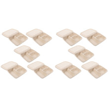 20Pièces Conteneurs Repas Papier Khaki À Compartiments Usage