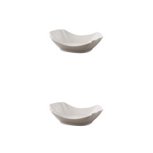 2Pcs White Ceramic Irregular Serving Dish for Desserts and Snacks
