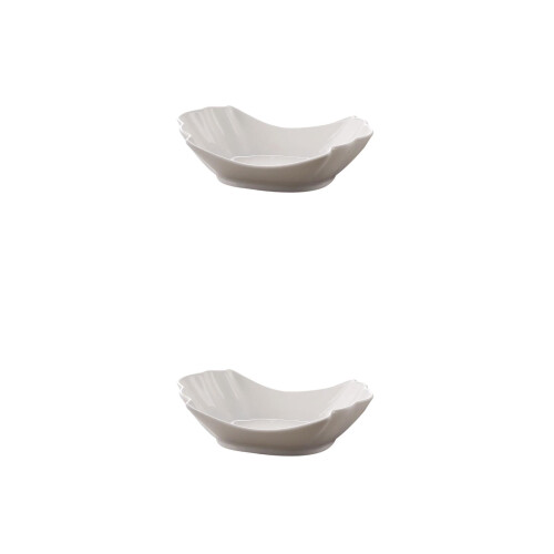 2Pcs White Ceramic Irregular Serving Dish for Desserts and Snacks