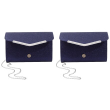 2Pcs Fashionable Dark Blue PU Clutch Purses for Wedding Events