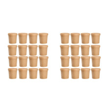 100Sets Disposable Kraft Paper Soup Cups with Lids Light Brown