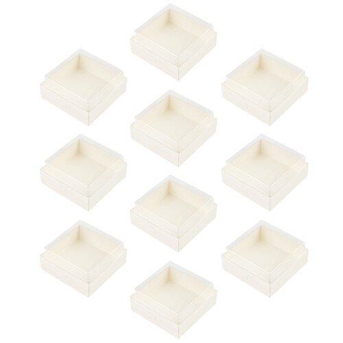 20Pcs Portable White Cake Boxes with Transparent Cover for Storage Use