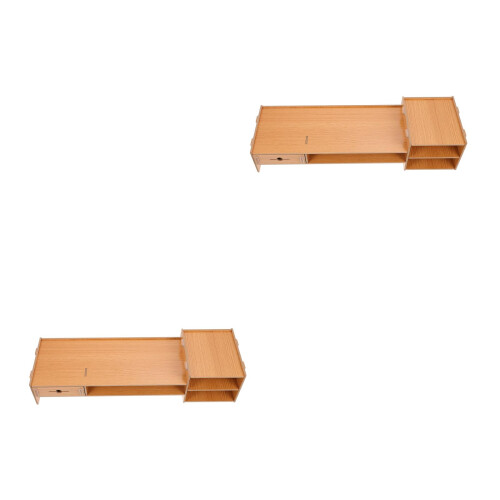 2Sets Multifunctional Wooden Computer Shelf Desktop Storage Rack