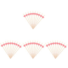 400Pcs Household Bamboo Food Picks Pink Heart Cocktail Party Picks