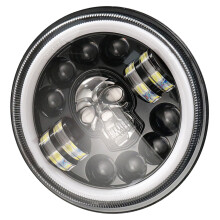 3Pcs Skull Style Headlight for Motorcycle ABS Aluminum Black