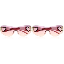 2Pcs Purple Women's Sunglasses Rimless Lightweight for Party Outdoor