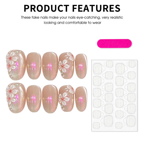 (Short ellipse) 3D Cat Eye False Nails DIY Manicure Kit 1