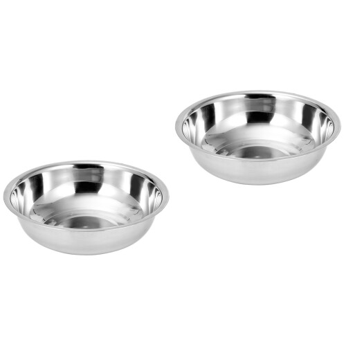 2Pcs Silver Stainless Steel Tableware Salad Mixing Basin 2