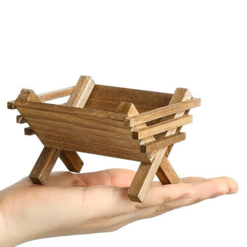 Krippenfigur aus Holz, Mini-Krippe, Weihnachtskrippe für Büro, Bücherregal 1