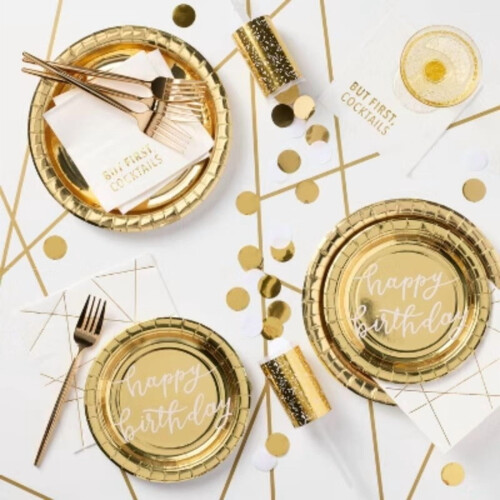 20ct 8.5" Disposable Metallic Plates Gold - Spritz 1