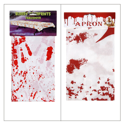 4Pcs Durable Red Blood Tablecloth Halloween Scary Table Runner 1