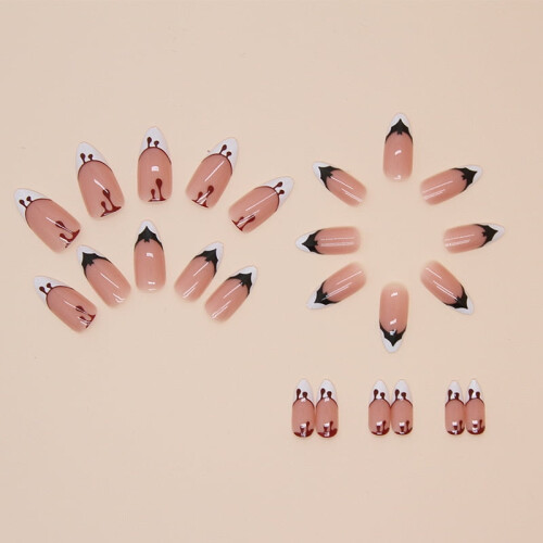 Halloween Press on Nails, Μεσαία ψεύτικα νύχια αμυγδάλου, Ψεύτικα νύχια πλήρους κάλυψης με 2