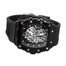 Orologio da uomo sportivo al quarzo con luminosità, resistente all'acqua, cinturino in silicone, cassa in acciaio inox